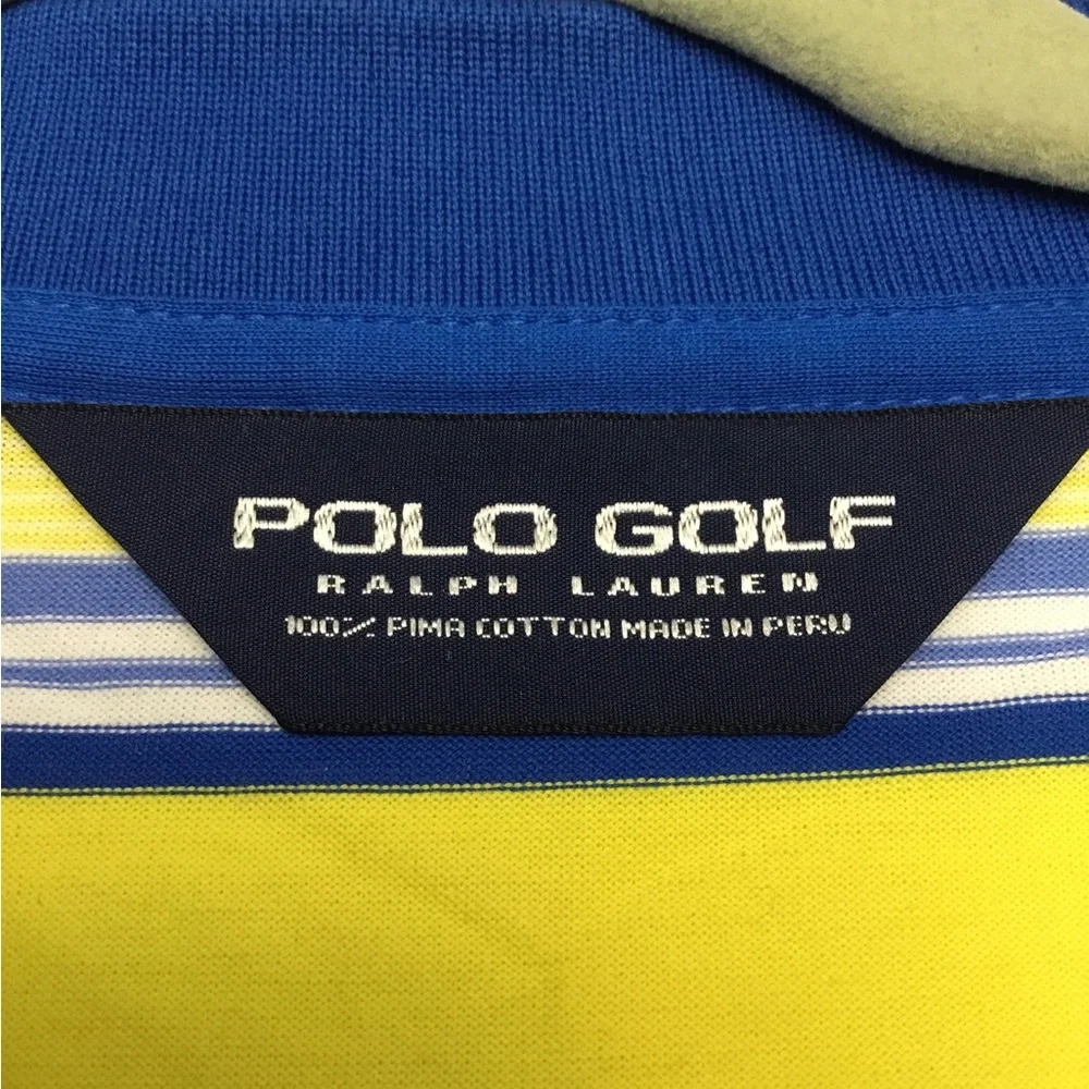 Ralph Lauren Men's Polo in Blue, Yellow, and White Stripes